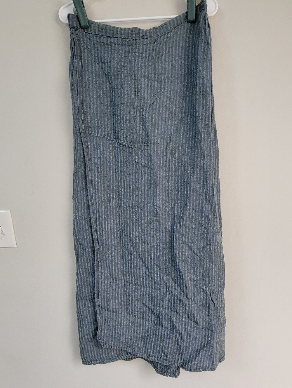 FLAX by Jeanne Engelhart Striped Linem Maxi Faux Wrap Skirt Women Size L Boho